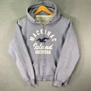 Mackinac Island Hoodie‎ Womens XL Gray Full Zip Michigan Graphic Sweatshirt